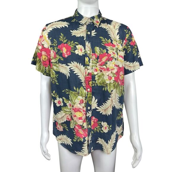 Denim & Supply Ralph Lauren Men's L Hawaiian Aloha Button Up Sleeve EUC - Picture 1 of 3